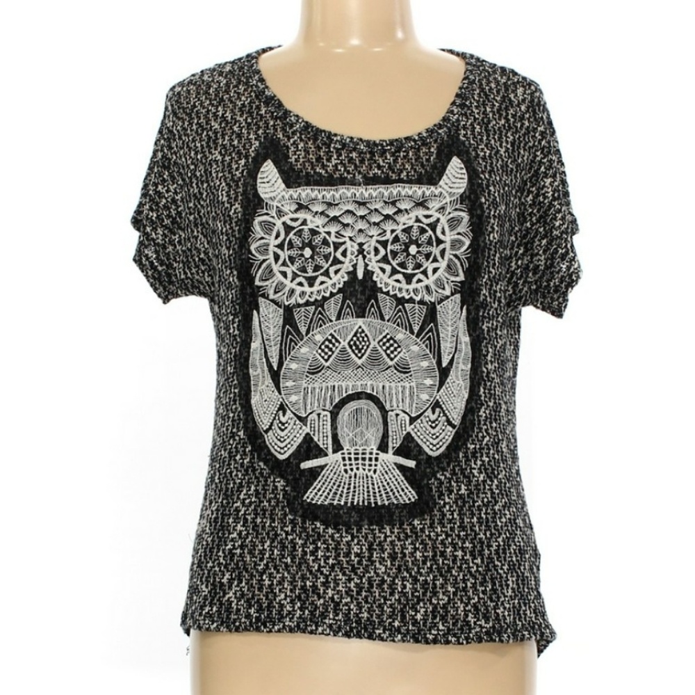 Blu Planet Knit Embroidered Owl Blouse XL